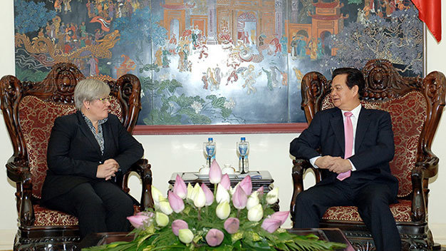 Thủ tướng Nguyễn Tấn Dũng tiếp bà Rachel Kyte, Phó Chủ tịch Ngân hàng Thế giới phụ trách về biến đổi khí hậu - Ảnh: Chinhphu.vn