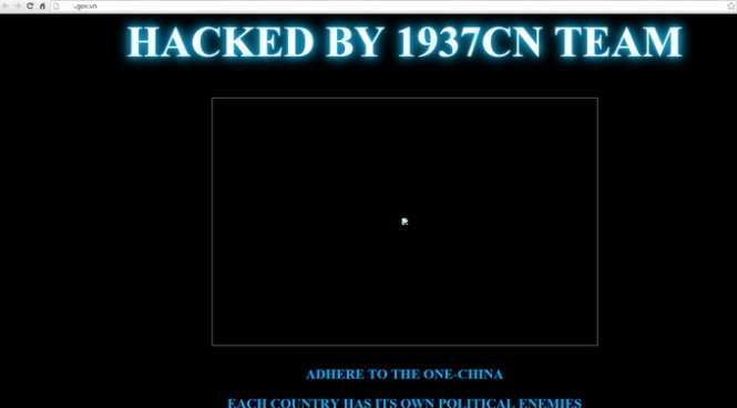 Lời nhắn và ảnh chế giễu kèm biểu tượng mà nhóm tin tặc 1937cn để lại trên một website *.gov.vn - Ảnh chụp giao diện web ngày 5-9