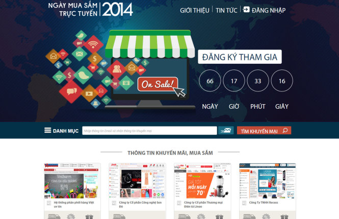 Giao diện website Ngày mua sắm trực tuyến OnlineFriday.vn - Hiện các mẫu khuyến mãi chỉ mang hình thức minh họa.