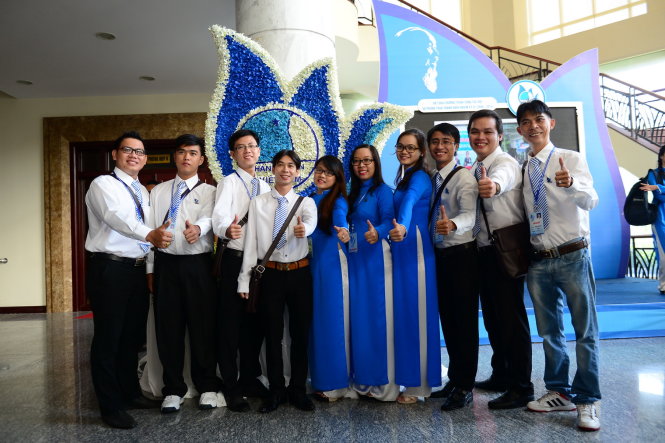 Đại biểu tham dự Đại hội đại biểu Hội liên hiệp Thanh niên Việt Nam TP.HCM sáng 24-10 - Ảnh: Quang Định