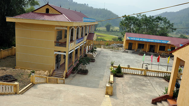 Ngôi trường được gia đình Đại tướng Võ Nguyên Giáp  vận động xây dựng ở xã Tam Kim - Ảnh: Ngọc Quang
