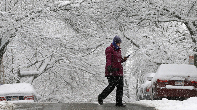 Tuyết rơi dày đặc tại Somerville, Massachusetts - Ảnh: Reuters