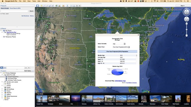 Dữ liệu dân số về một khu vực vị trí địa lý do Google Earth Pro cung cấp - Nguồn: Google