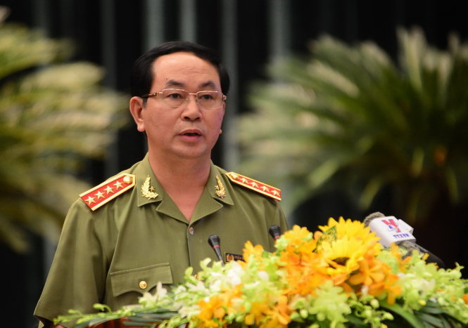 Đại tướng Trần Đại Quang – Bộ trưởng Bộ Công an phát biểu tham luận tại hội thảo – Ảnh: Quang Định