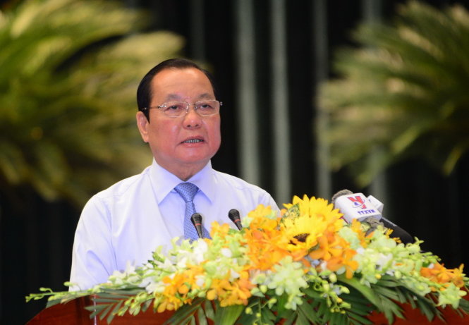 Ông Lê Thanh Hải – Bí thư Thành ủy TP.HCM phát biểu chào mừng hội thảo khoa học – Ảnh: Quang Định