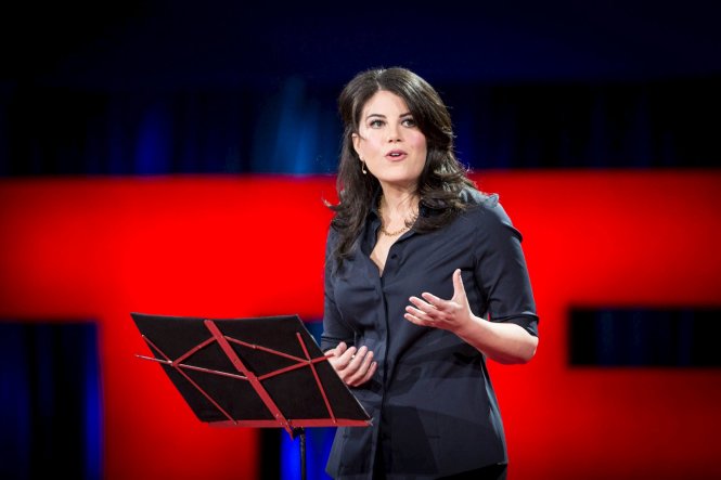 Monica  Lewinsky phát biểu tại TED 2015 - Ảnh: Reuters