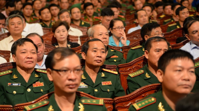 Nhiều tướng lĩnh tại lễ họp mặt kỷ niệm 40 năm ngày truyền thống bộ đội biên phòng TP.HCM (7-5-1975 – 7-5-2015) - Ảnh: Hữu Khoa
