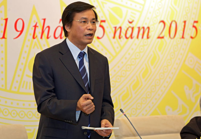 Ông Nguyễn Hạnh Phúc trả lời báo chí tại cuộc họp báo thông báo nội dung chương trình kỳ họp thứ 9 của Quốc hội - Ảnh: Việt Dũng