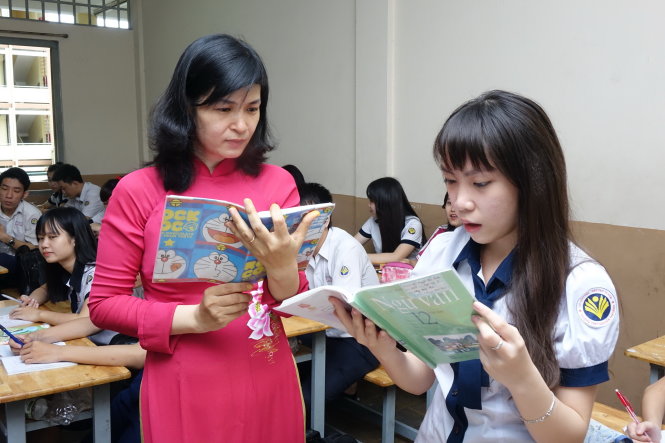 Một buổi học ôn môn văn của học sinh lớp 12A8 Trường THPT Nguyễn Thái Bình, quận Tân Bình, TP.HCM chuẩn bị cho kỳ thi THPT quốc giaẢnh: NHƯ HÙNG