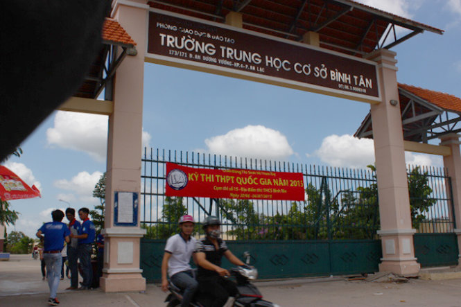 Điểm thi Trường THCS Bình Tân (TP.HCM) nơi xảy ra sự việc sáng nay - Ảnh: Ngọc Tuyền