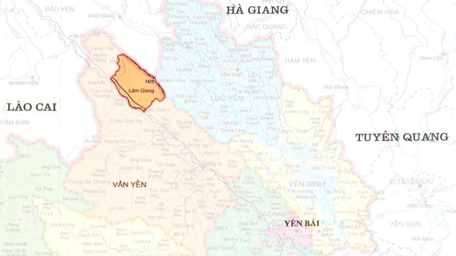 Vị trí xã Lâm Giang, huyện Văn Yên, tỉnh Yên Bái