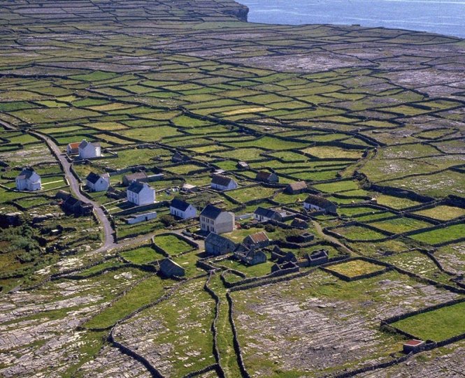 Ngày nay, hòn đảo được phủ một màu xanh với những bức tường đá thấp phân chia các cánh đồng trồng trọt, tách riêng các khu chăn nuôi và giữ cho lớp đất mỏng hơn