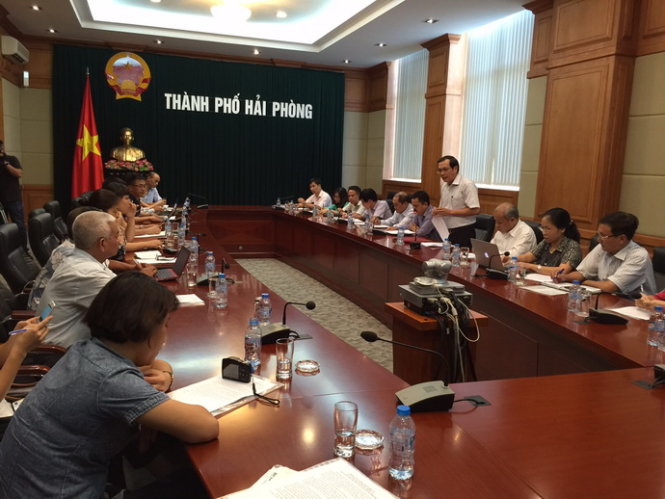 UBND TP Hải Phòng tổ chức họp báo khẳng định tiếp tục triển khai văn bản “ưu ái” Techcombank - ảnh: Thân Hoàng