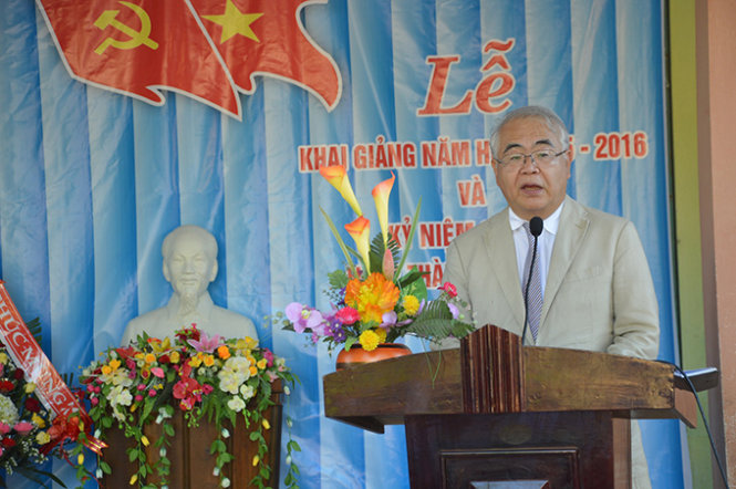 Ông Matsuoka Yoshiki, chủ tịch hiệp hội Junko tại Nhật Bản, phát biểu tại lễ khai giảng - Ảnh: Thanh Ba