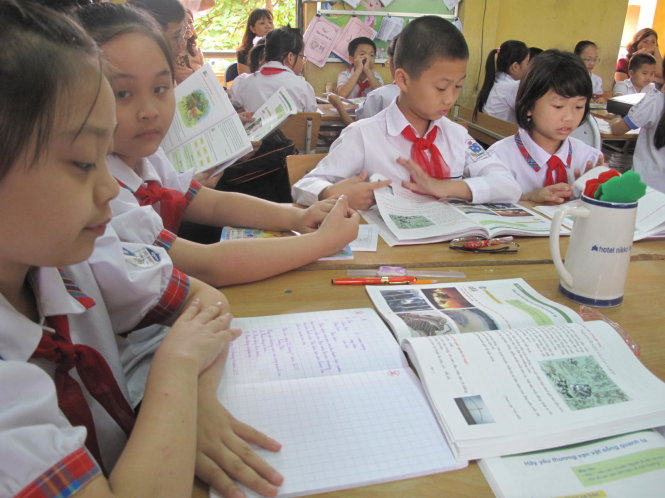 Một tiết học theo mô hình trường học mới tại Trường tiểu học Tả Thanh Oai, Hà Nội. Mô hình này sẽ được áp dụng tiếp tục ở bậc THCS tại 1.600 trường học trong cả nước vào năm học này Ảnh: VĨNH HÀ