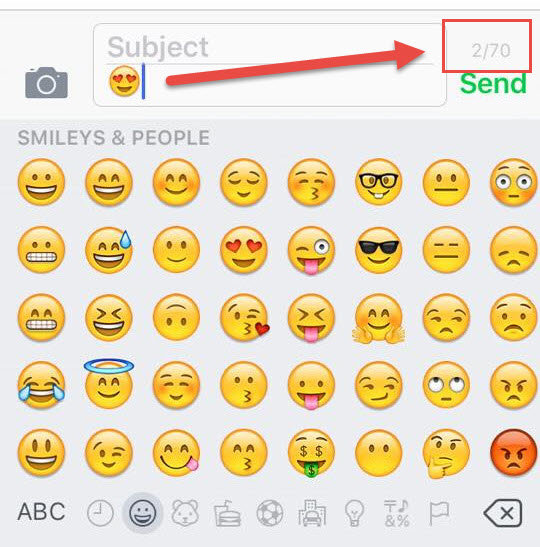 Nhắn tin chèn biểu tượng cảm xúc emojis trên iPhone 6S (iOS 9.1) - Ảnh: Nguyễn Hồng Phúc