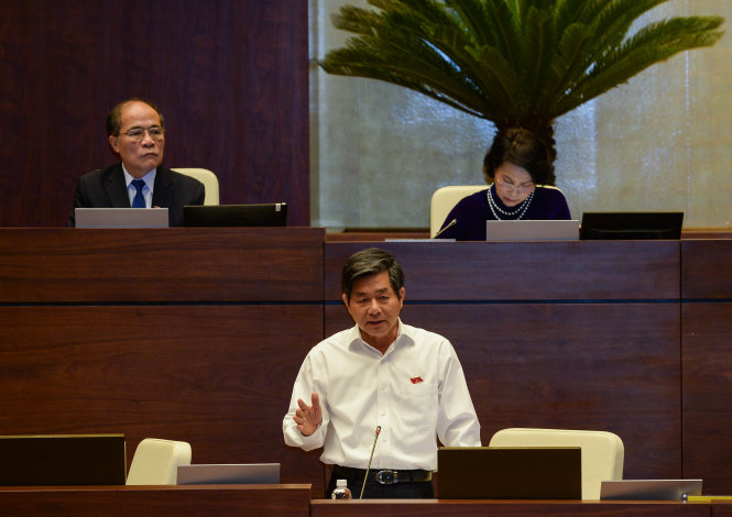Bộ trưởng Bộ Kế hoạch - đầu tư Bùi Quang Vinh phát biểu tại phiên thảo luận Ảnh: VIỆT DŨNG