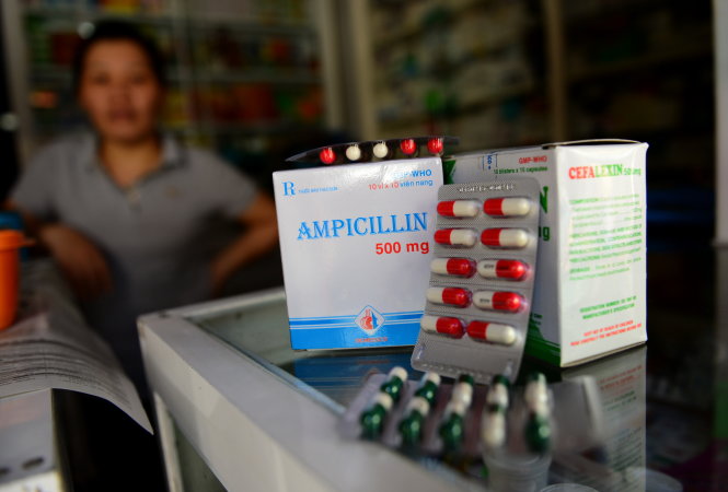 Thuốc kháng sinh được bán tại một hiệu thuốc trên đường Xô Viết Nghệ Tĩnh, Q.Bình Thạnh, TP.HCM - Ảnh: T.Tùng