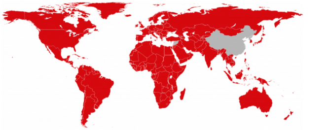 Bản đồ độ phủ của Netflix sau khi mở rộng thêm 60 thị trường mới - Ảnh: TheNextWeb