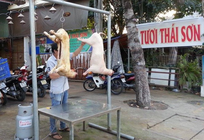 Thịt dê ở TP Biên Hòa (Đồng Nai) chưa được kiểm dịch vì không được giết mổ tập trung - Ảnh: N.Hậu