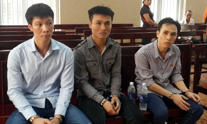 Ba bị cáo Lê Tuấn Anh, Vũ Đức Thanh và Trịnh Hải Đồng (từ trái sang phải) - Ảnh: Đông Hà