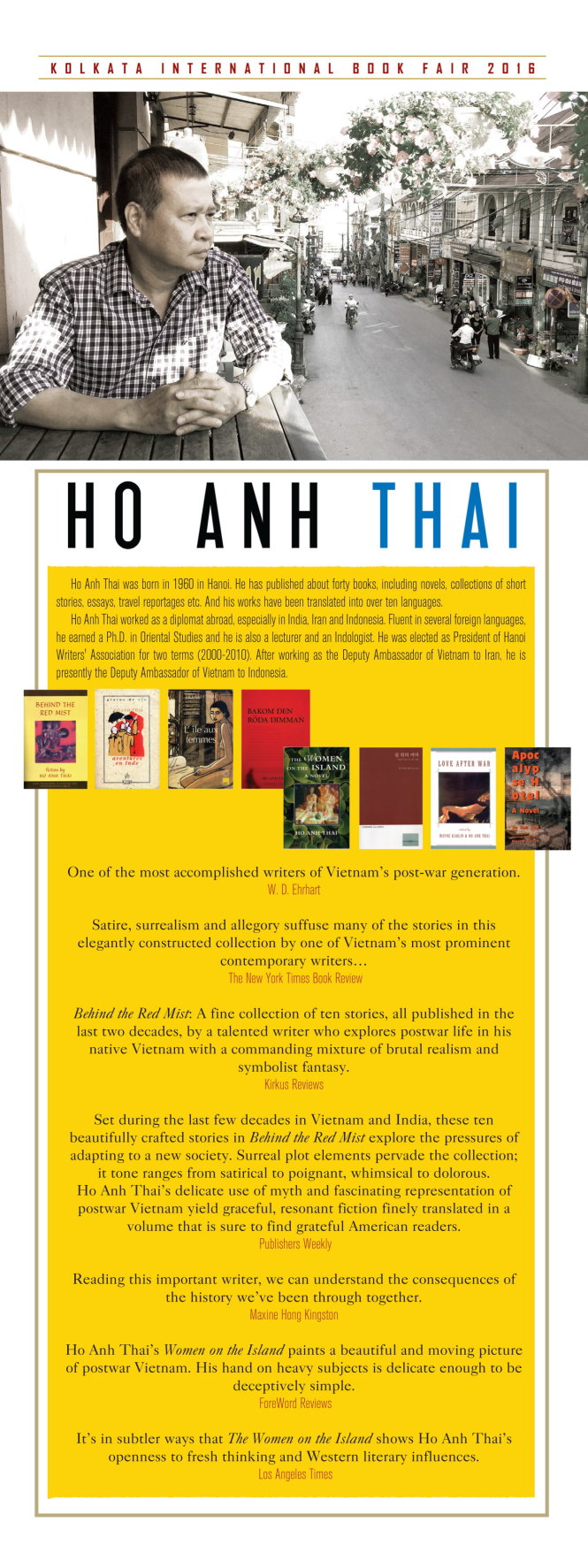 Áp phích về cuộc giao lưu của nhà văn Hồ Anh Thái tại Hội chợ sách quốc tế Kolkata