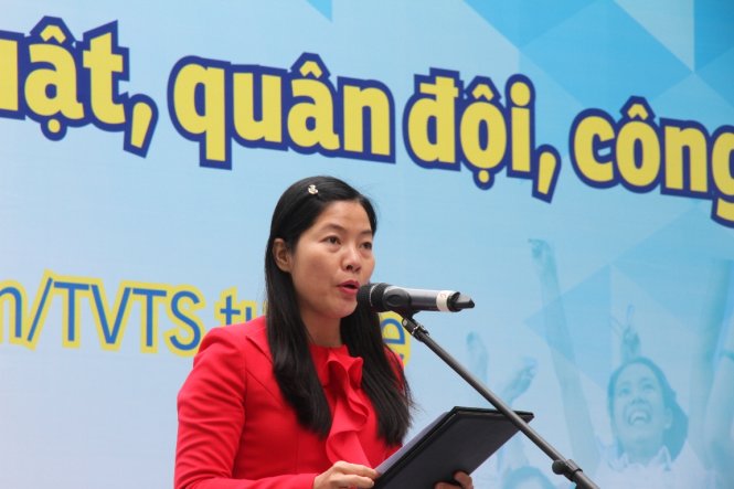 Bà Lê Thị Bích Thuận-phó giám đốc Sở GD-ĐT Đà Nẵng phát biểu trong chương trình tư vấn tuyển sinh - Ảnh: Đoàn Cường