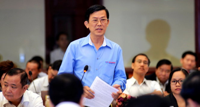 Ông Đỗ Phước Tống - Chủ tịch hội cơ khí - điện TP.HCM đóng góp ý kiến tại hội nghị - Ảnh: Duyên Phan