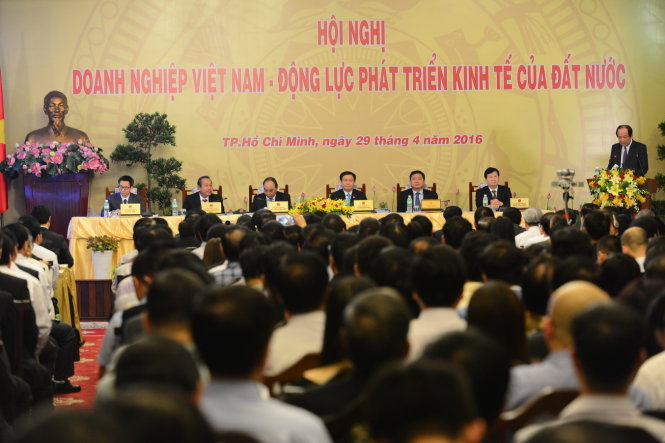 Quang cảnh hội nghị doanh nghiệp Việt Nam - động lực phát triển kinh tế của đất nước sáng 29-4 - Ảnh: Quang Định
