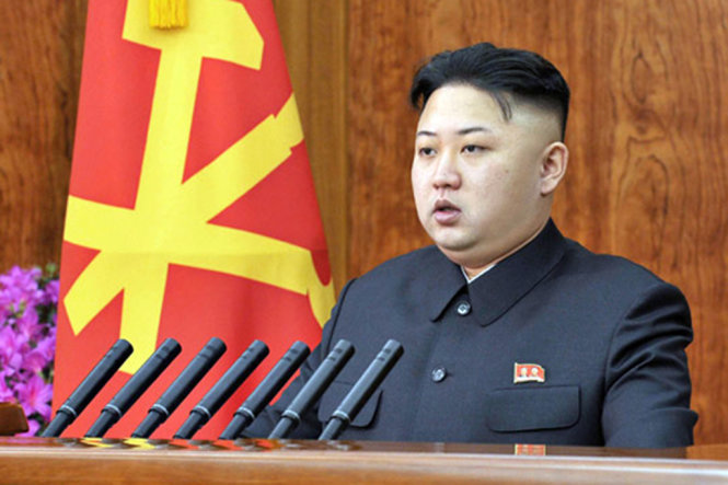 Lãnh đạo Triều Tiên, ông Kim Jong Un phát biểu mừng năm mới 2013 - Ảnh: Reuters