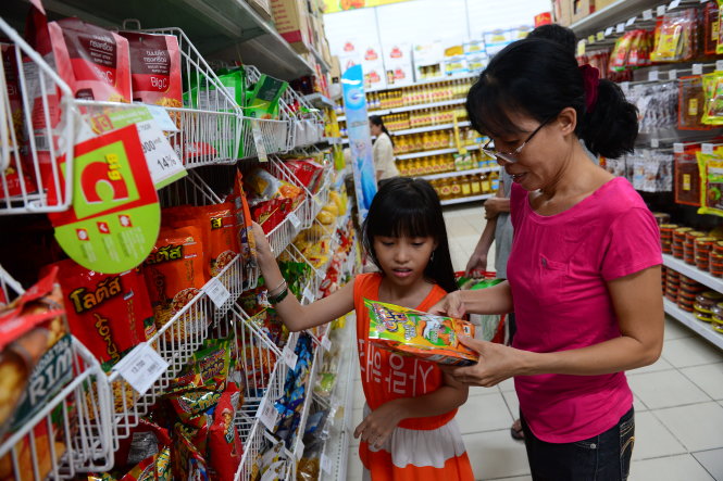 Tại siêu thị Big C Hoàng Văn Thụ, Q.Phú Nhuận (TP.HCM) có bán đủ loại hàng Thái, từ bánh snack...