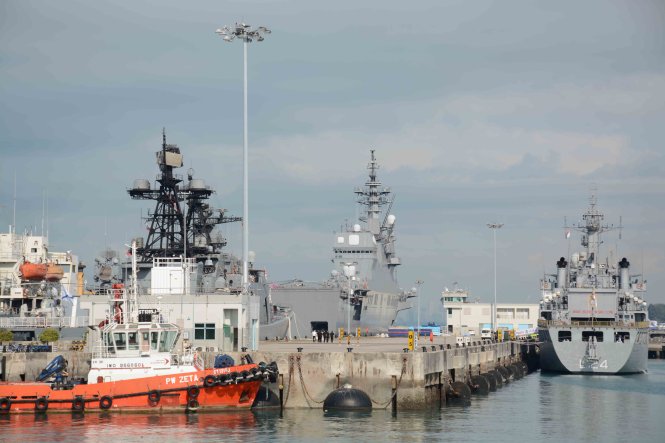 Một góc căn cứ hải quân Changi và những tàu chiến các nước ADMM+
