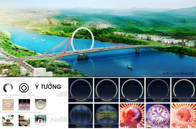 Phương án “Trăng sông Hương” đạt giải nhì cuộc thi tuyển kiến trúc cầu qua sông Hương - Ảnh: Nguyên Linh