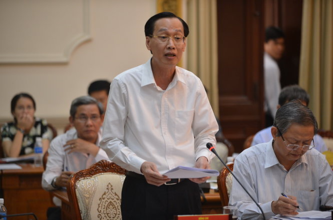 Phó chủ tịch UBND TP.HCM Lê Thanh Liêm phát biểu tại buổi làm việc chiều 20-5 - Ảnh: Quang Định