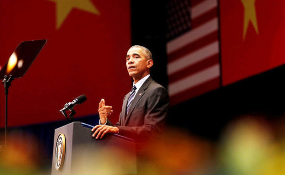 Ông Barack Obama phát biểu tại Hà Nội trưa 24-5 - Ảnh: Reuters