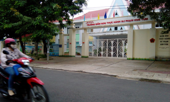 Trường mầm non Thực hành sư phạm Kon Tum - một trong hai trường điểm tập trung lượng hồ sơ dự tuyển lớn của tỉnh Kon Tum - Ảnh: B.D.