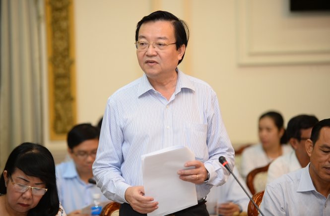 Ông Lê Hồng Sơn, giám đốc Sở GD-ĐT TP.HCM kiến nghị Bộ GD-ĐT cho phép TP.HCM được áp dụng cơ chế đặc thù cho giáo dục - Ảnh: THUẬN THẮNG