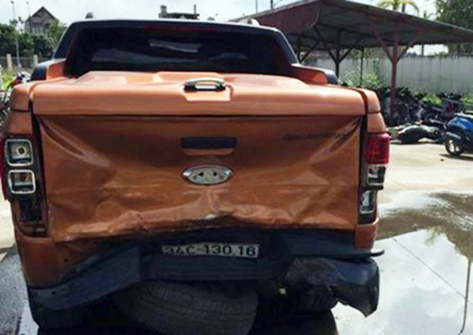 Chiếc xe For Ranger mang BKS: 34C - 130.16 do Dũng và Thắng điều khiển để truy đuổi và nổ súng trong đêm - Ảnh: CTV