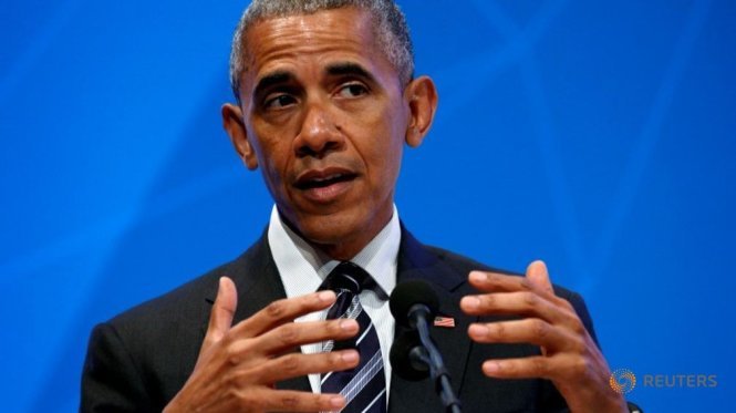 Ông Obama phát biểu về việc Anh rời khỏi khối đồng chung euro tại hội nghị Doanh nhân toàn cầu ở ĐH Stanford hôm 24-6 - Ảnh: Reuters