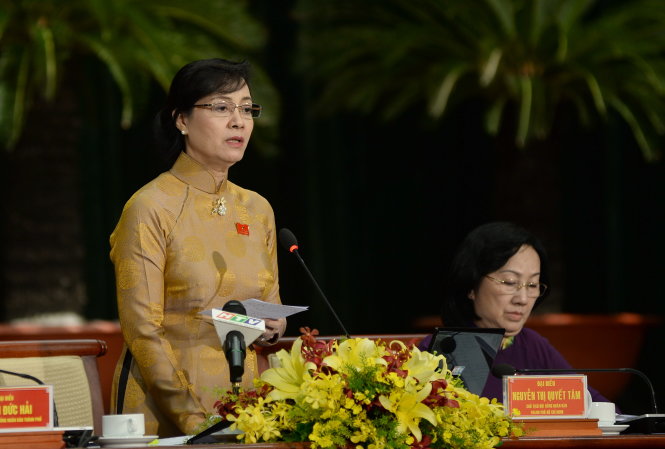 Chủ tịch HĐND TP.HCM Nguyễn Thị Quyết Tâm phát biểu phiên chất vấn ngày 4-8 - Ảnh: TỰ TRUNG