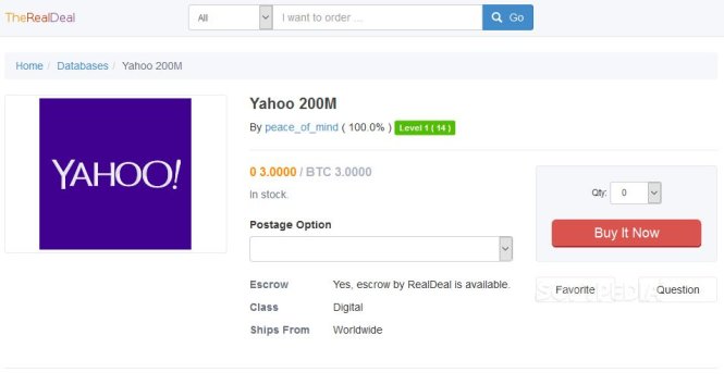 Thông tin cá nhân của 200 triệu người dùng Yahoo đang bị rao bán trên chợ đen. - Nguồn: Softpedia