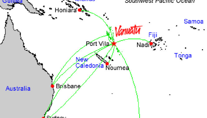 Vị trí của Vunuatu, Fiji và New Caledonia trên bản đồ - Ảnh: POSITIVEEARTH.ORG