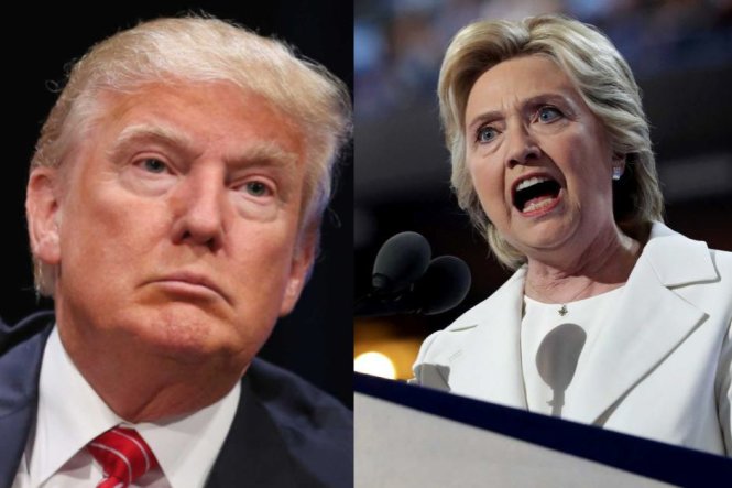 Ứng cử viên tổng thống Mỹ Donald Trump và Hillary Clinton - Ảnh: AFP