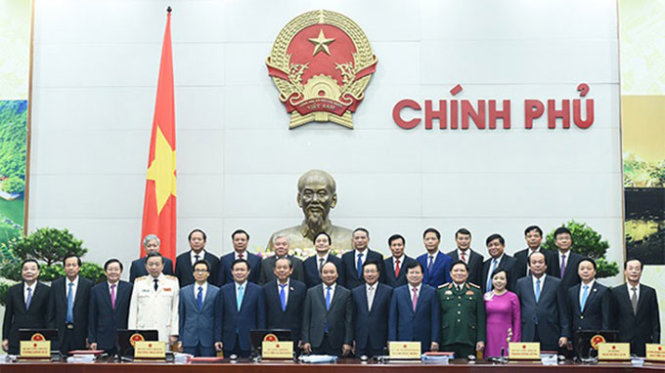 Thủ tướng Nguyễn Xuân Phúc, các Phó Thủ tướng, các Bộ trưởng, thành viên Chính phủ nhiệm kỳ 2016 - 2021 - Ảnh: VGP/Quang Hiếu