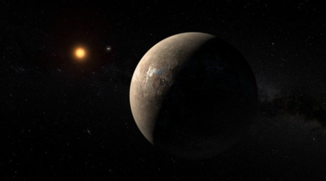 Ảnh minh họa hành tinh Proxima b quay quanh ngôi sao Proxima Centauri, ngôi sao nằm cách Hệ Mặt trời chỉ 4,2 năm ánh sáng - Ảnh: ESO