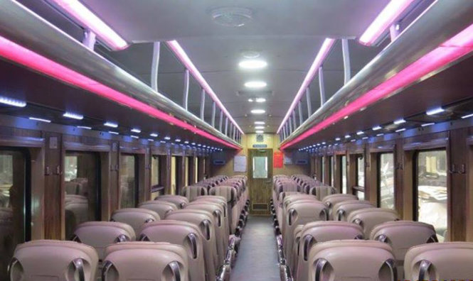 Nội thất của toa xe mới - Ảnh Công ty cổ phần Vận tải đường sắt Sài Gòn.
