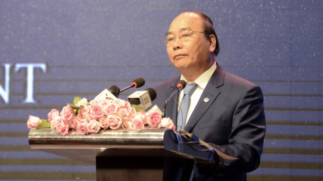 Thủ tướng Nguyễn Xuân Phúc phát biểu tại hội nghị - Ảnh: T.Phùng