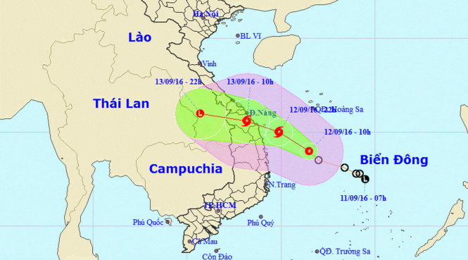 Sơ đồ dự báo hướng đi áp thấp nhiệt đới - Ảnh: TT Dự báo khí tượng thủy văn Trung ương