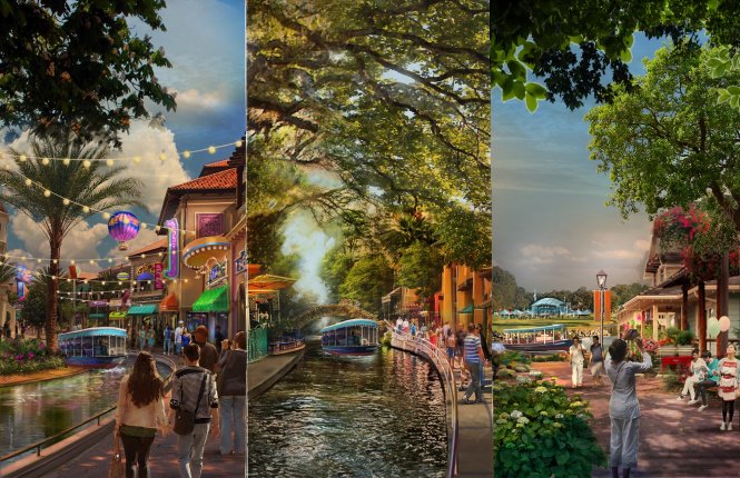 Sun Group cho biết Công viên Kim Quy có mô hình tương tự 2 công viên dẫn đầu thế giới là Universal Studios và Disneyland. Ảnh phối cảnh.