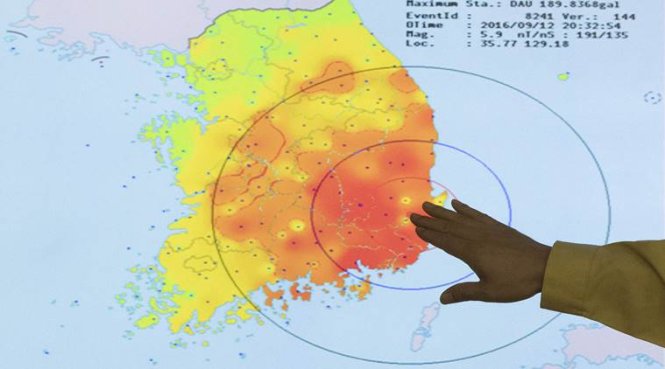 Trận động đất 5,8 độ richter là trận động đất mạnh nhất từng được ghi nhận ở Hàn Quốc - Ảnh: AP